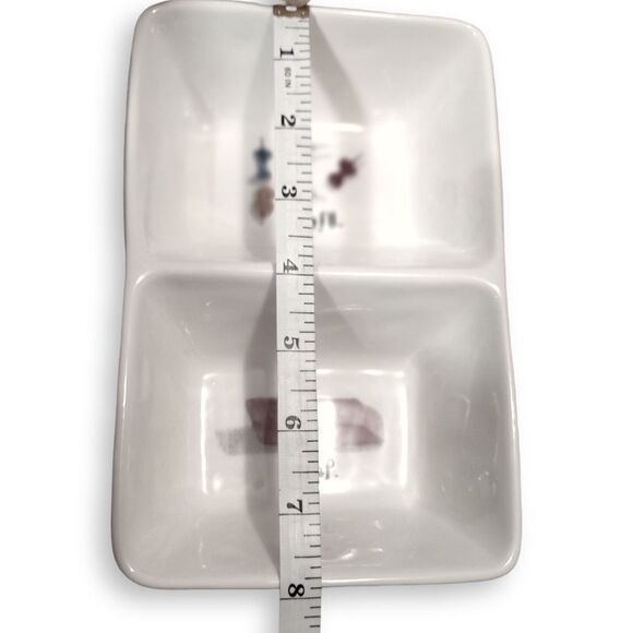 Rae Dunn 2017 OG Graphic Office Divided Two Compartment Dish Organizer White - Picture 7 of 8